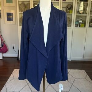 NWT Caslon Drape Collar Knit Blazer in navy peacoat